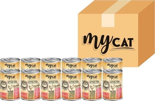 Mycat Tavuk Parça Etli Yavru Kedi Konserversi 12 Li (400Gr)