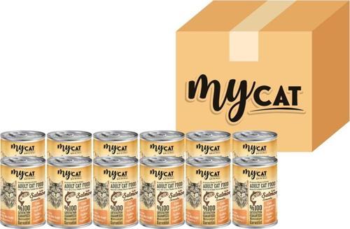 Mycat Somon Parça Etli Yetişkin Kedi Konserversi 12 Li (400Gr)