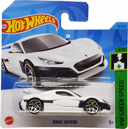 - Rimac Nevera - Hw Green Speed 4/10 - Hkk21 - Short Card - Spor Araba - Beyaz - Mattel 2