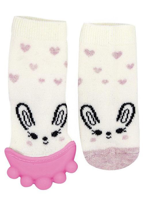 Diş Kaşıyıcılı Havlu Bebek Kız Çorap 06/12ay Pembe