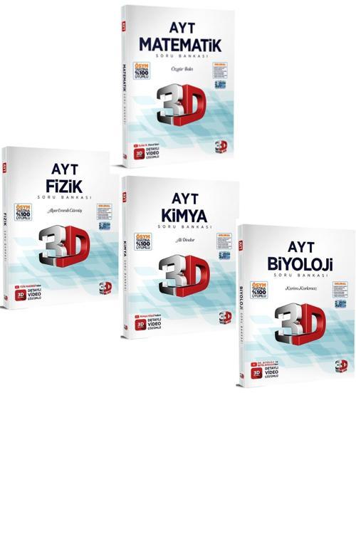 3D 2023 Ayt Matematik Fizik Kimya Biyoloji Soru Bankaları Dörtlü Set