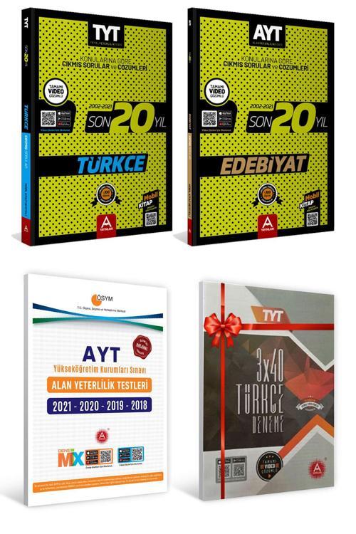 TYT Türkçe + AYT Edebiyat Son 20 Yıl Soru ve Çözümleri + Son 4 Yıl AYT Tıpkı Basım + 3x40 Çıkmış Soru Türkçe Denemesi