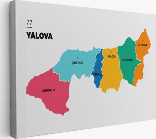 İl ve İlçeler Haritası Yalova, Modern Dekoratif Kanvas Tablo, Duvar Dekoru 1481