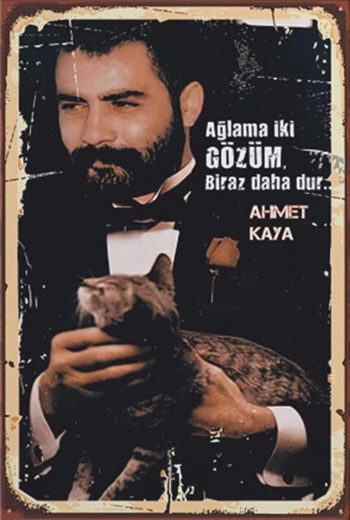 Ağlama Iki Gözüm Ahmet Kaya Retro Ahşap Poster