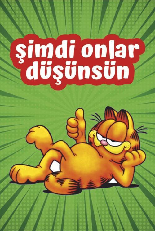 Garfield Eğlenceli Komik Şimdi Onlar Düşünsün Duvar Yazıları Genç Odası Dekor Retro Ahşap Poster