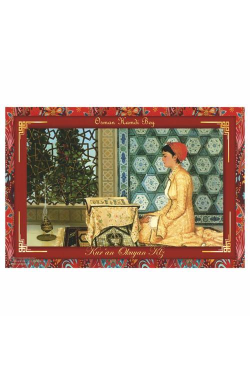 Osman Hamdi Bey Kur'An Okuyan Kız Tablosu Otantik Çerçeve Görünümlü Ahşap Tablo