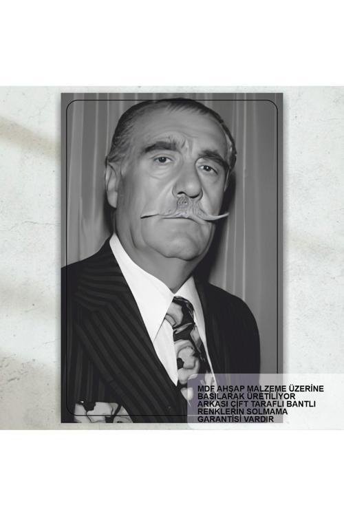 Hulusi Kentmen Yeşilçam Türk Sineması Siyah Beyaz Tablo Retro Ahşap Poster
