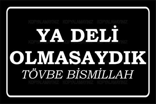 Ya Deli Olmasaydık Tövbe Bismillah Komik Sözler Duvar Yazıları Retro Ahşap Poster Tablo