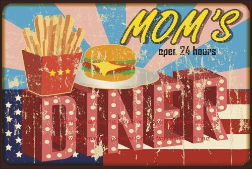 Anne Yemekleri Route 66 Diner Vintage Levha Ev Dekor Retro Ahşap Poster