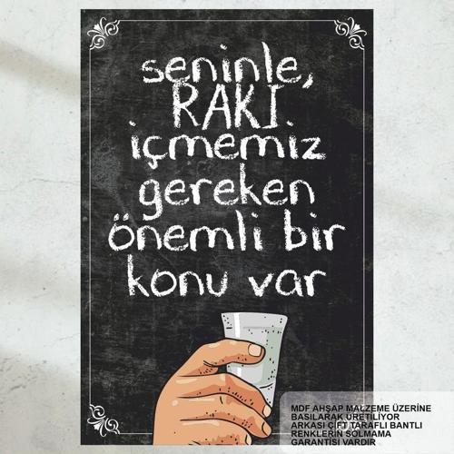 Rakı Muhabbeti Rakı Sözler Komik Eğlenceli Sözler Duvar Yazıları Retro Ahşap Poster