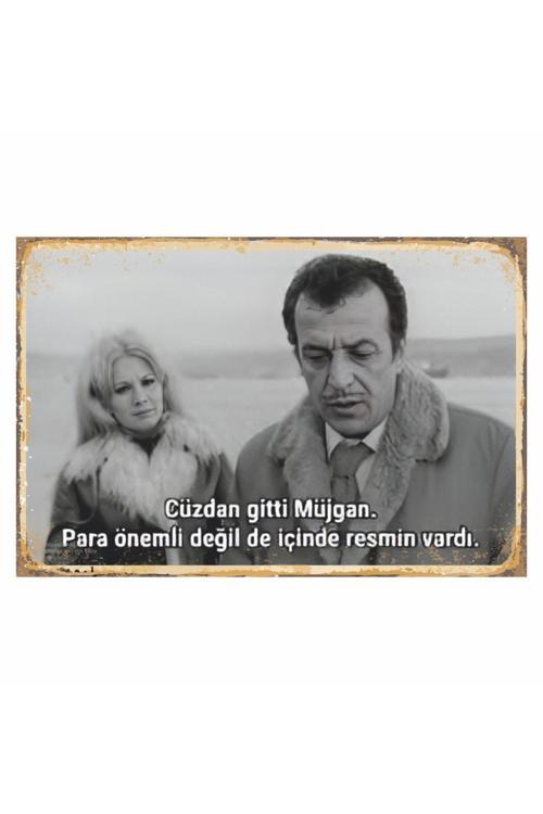 Cüzdan Gitti Müjgan Para Değil De İçinde Senin Resmin Vardı Sadri Alışık Retro Ahşap Poster