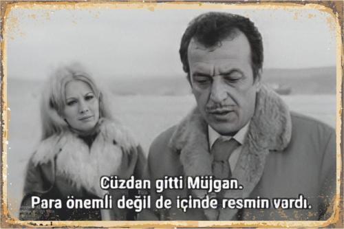 Cüzdan Gitti Müjgan Para Değil De İçinde Senin Resmin Vardı Sadri Alışık Retro Ahşap Poster