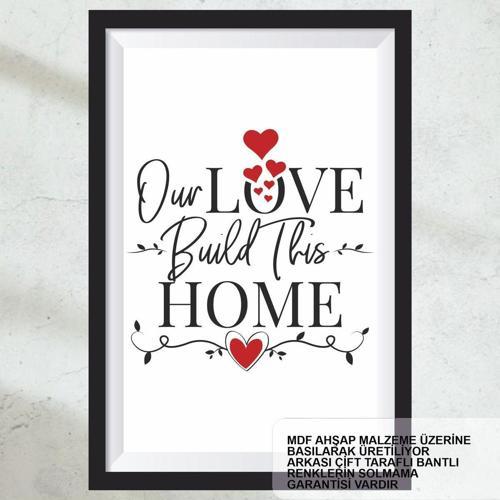 Evimi Seviyorum Ev Dekorasyon Tablo Aile Mutluluk Sözleri Çerçeve Görünümlü Ahşap Tablo Poster