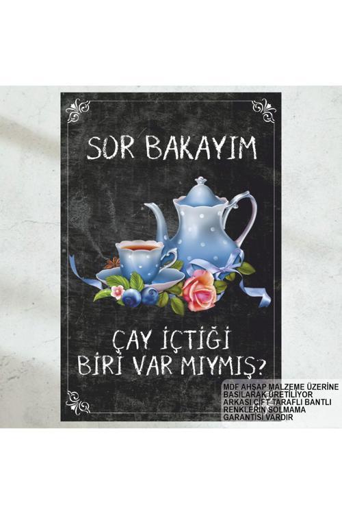 Çay Sevgili Romantizm Komik Esprili Anlamlı Çay Sözleri Ev Mutfak Kafe Dekorasyon Retro Ahşap Poster