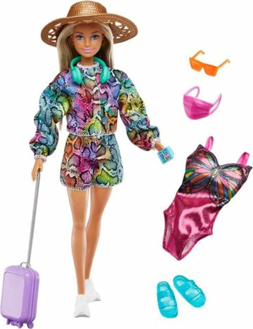 Holiday Fun Doll (12 Inches), Blonde Highlighted Hair, Travel Tote & Hat, Swimsuit & Summer A