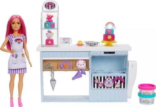 Pasta Dükkanı Oyun Seti Ve Pembe Saçlı 30 Cm Minyon Bebek, Fırın Standı, Pasta Yapma Özelliği