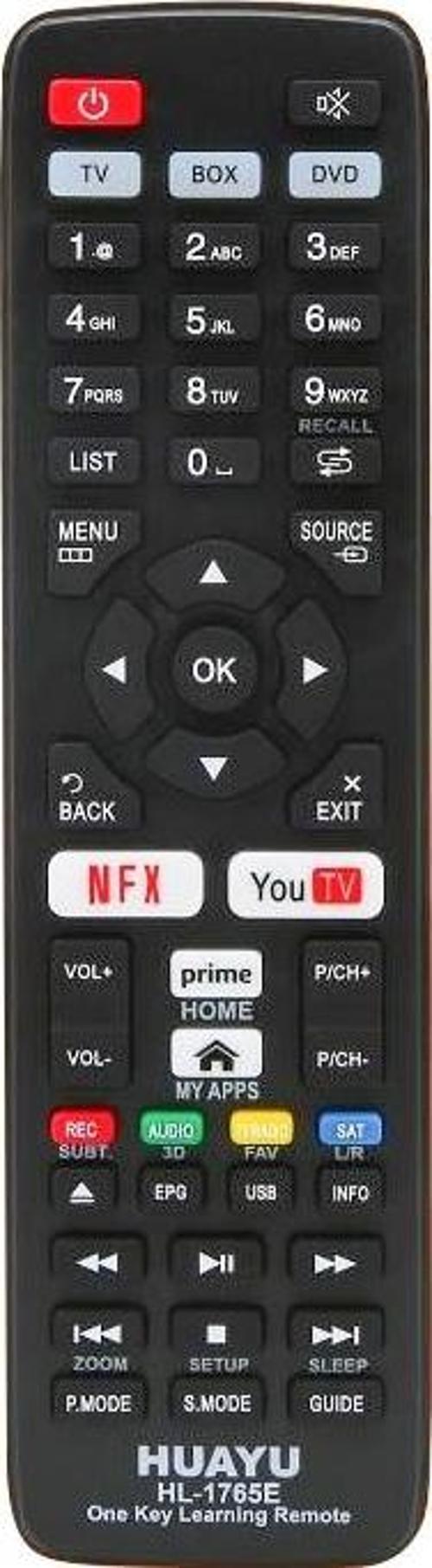 HUAYU HL-1765E PRIME VIDEO-YOUTUBE-NETFLIX TUŞLU TV/UYDU/DVD ÖĞRENEBİLEN AKILLI KUMANDA  GO50607844270