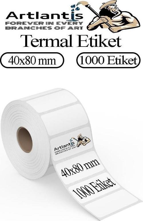 40x80 mm Barkod Etiketi Yapışkanlı 1 Adet Rulo Etiket Termal Barkot Terazi Etiketi 1000 li Barkod Yazıcılarına Uyumludur