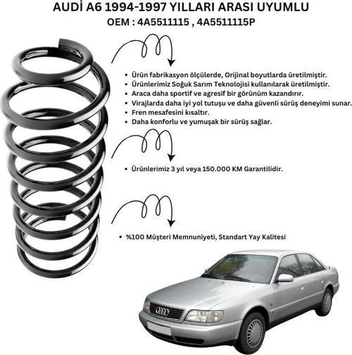 1994-1997 Audi A6 İçin Standart Yay ST102004R - 2 Adet Arka Helezon Yay Takımı