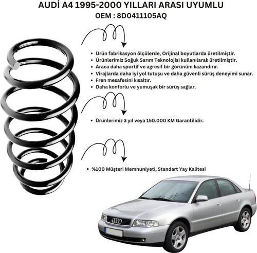 Ön Helezon Yay Takımı - 2 Adet Standart Yay ST102005F, Audi A4 (1995-2000) Uyumlu