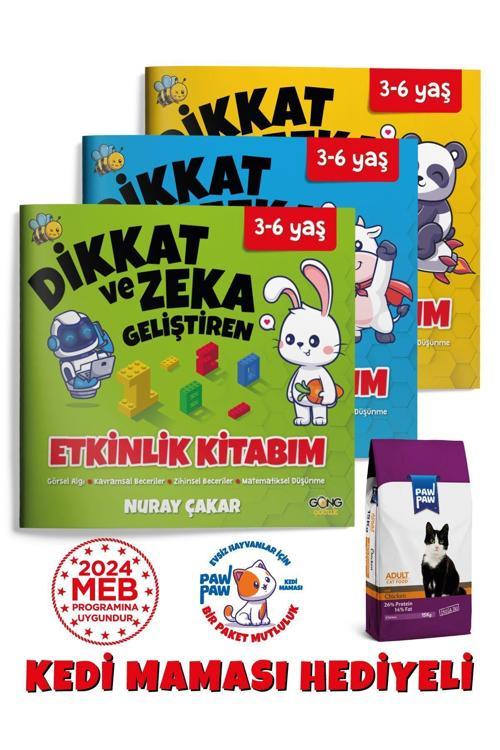 Gong 3-6 Yaş Dikkat Ve Zeka Geliştiren Etkinlik Kitabım Seti - 3 Kitap