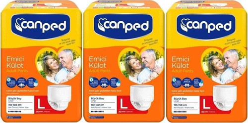 Emici Külot Hasta Bezi Ekonomik Paket 3'Lü Set 90 Adet Large Beden