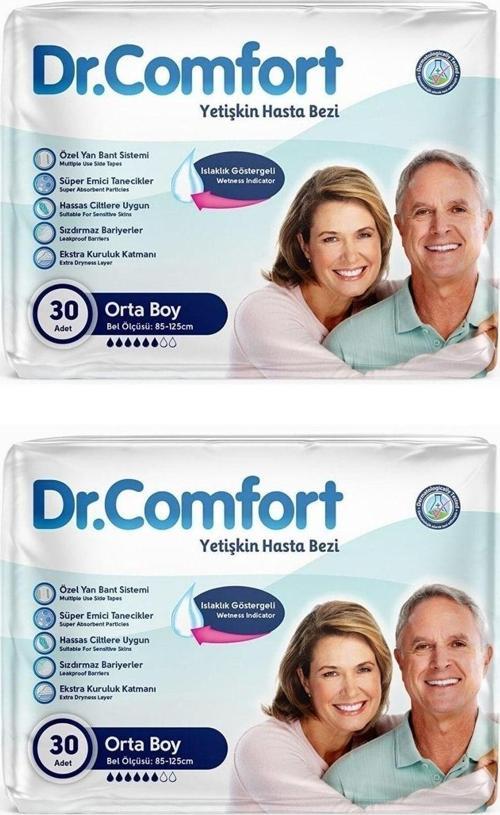 Dr. Comfort Yetişkin Hasta Bezi Bağlamalı Medium - Orta Boy 30'Lu 2 Paket (60 Adet)