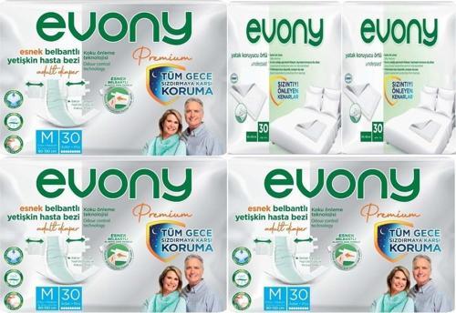 Premium Hasta Bezi Yetişkin Bel Bantlı Tekstil Yüzey Orta 90 Adet+ Yatak Koruyucu Örtü 60 Adet