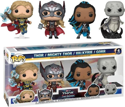 Thor 4: Love And Thunder - Thor, Mighty Thor, Valkyrie & Gorr Us Exclusive Pop! 4-Pack