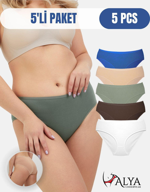 Kadın Pamuklu Bato / Hipster Külot (XL, 2XL, 3XL, 4XL) 5 Farklı Renk 1 Pakette