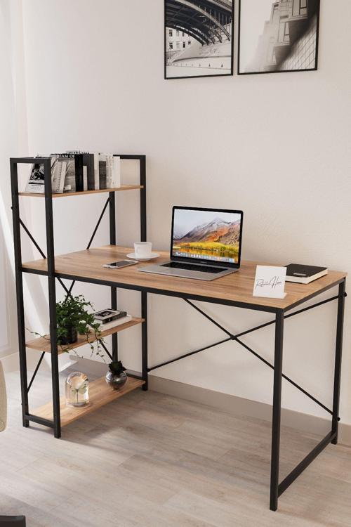 Kitaplıklı Raflı Metal Çalışma Masası Bilgisayar Masası Ders Çalışma Masası Ofis Masası