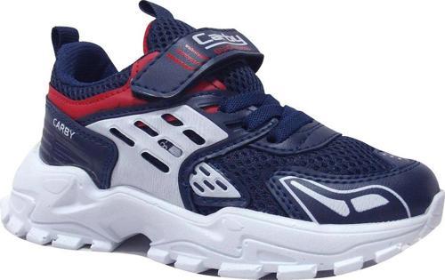 Lacivert Kırmızı Beyaz Cırtlı Sneakers Spor Ayakkabı