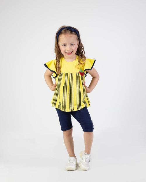 Kız Bebek Kaprili Kısa Kollu Karpuz Kol Bandanalı Yazlık Basic Alt-Üst Takım 6-24 ay