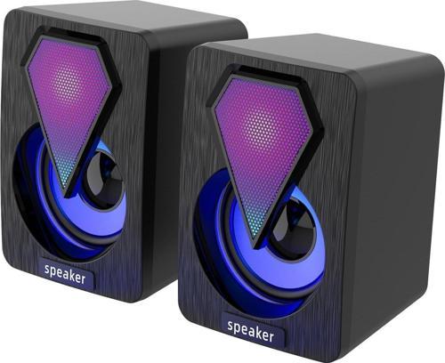 Y-9077 Mini Bilgisayar Hoparlörü Rgb Led Işıklı Gaming Oyuncu Hoparlörü 3.5mm Jack Usb Speaker 1+1 Ses Sistemi