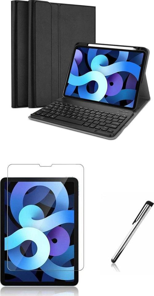 Apple Ipad Air 4 Ve Air 5 10.9 Inc Uyumlu Kablosuz Klavyeli Standlı Kılıf Cam Set