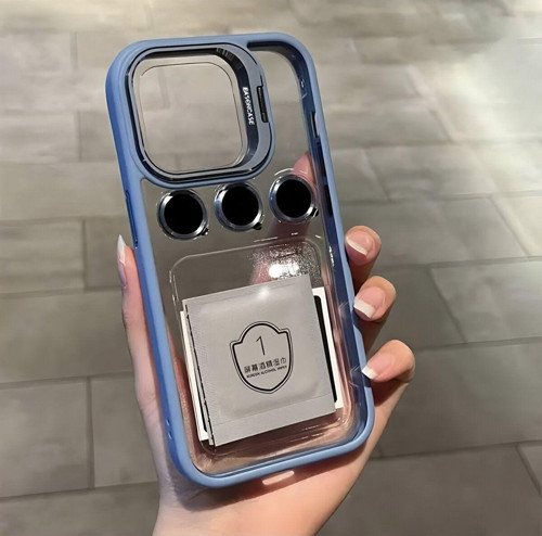 Apple İphone 14 Pro Uyumlu Kamera Çerçeve Koruma Kapaklı Stantlı Kılıf Lens Koruma Hediye
