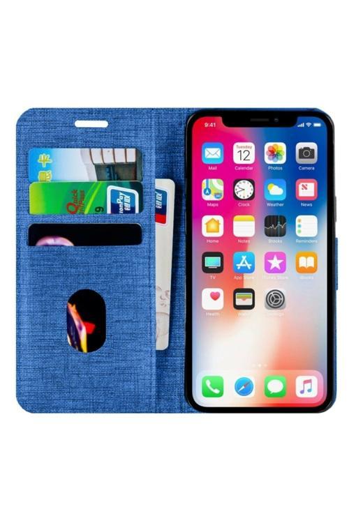 Apple Iphone 11 Pro Max Kartvizitli Cüzdan Kılıf Mavi