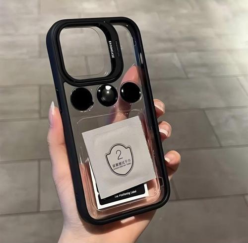 Apple İphone 15 Plus Uyumlu Kamera Çerçeve Koruma Kapaklı Stantlı Kılıf Lens Koruma Hediye