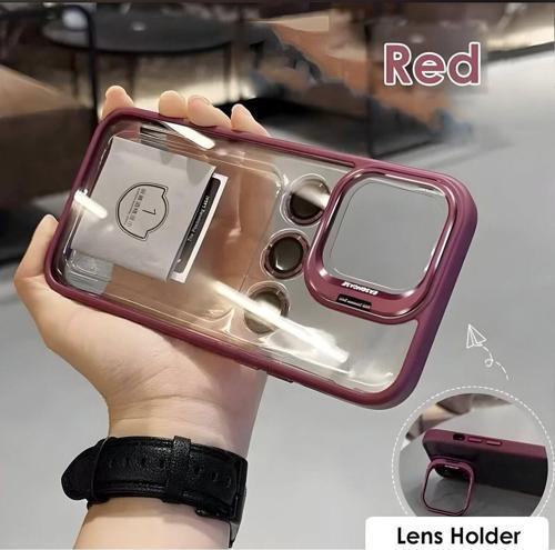 Apple İphone 15 Pro Uyumlu Kamera Çerçeve Koruma Kapaklı Stantlı Kılıf Lens Koruma Hediye