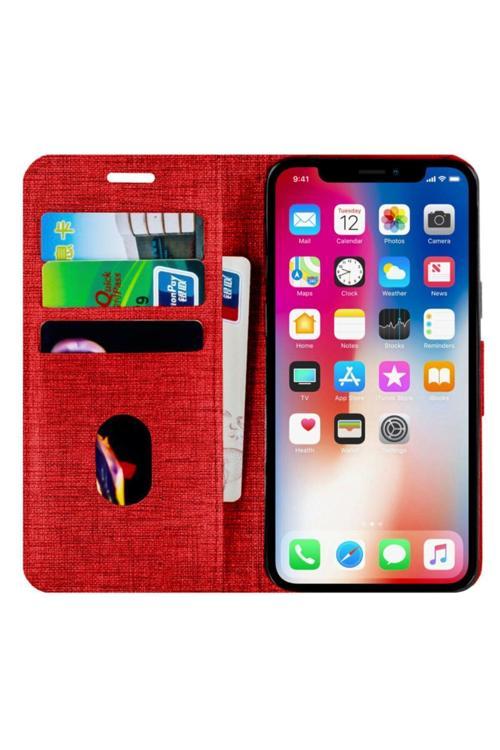 Apple Iphone 7 Plus Kartvizitli Cüzdan Kılıf Kırmızı