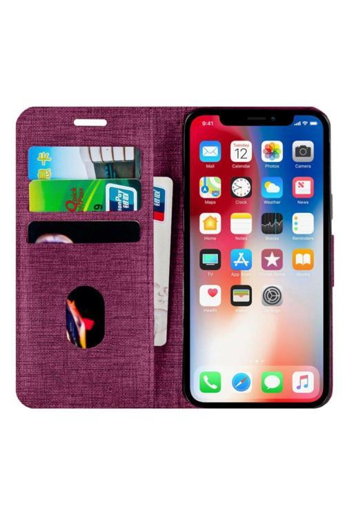 Apple Iphone 8 Kartvizitli Cüzdan Kılıf Mor
