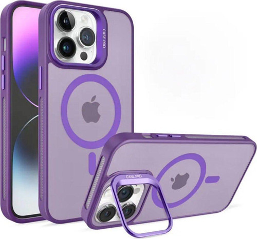 Apple İphone 14 Plus Uyumlu Magsafe Stantlı Premium Kılıf Lens Hediye