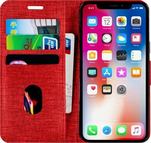 Apple Iphone 13 Pro Max Kartvizitli Cüzdan Kılıf Kırmızı