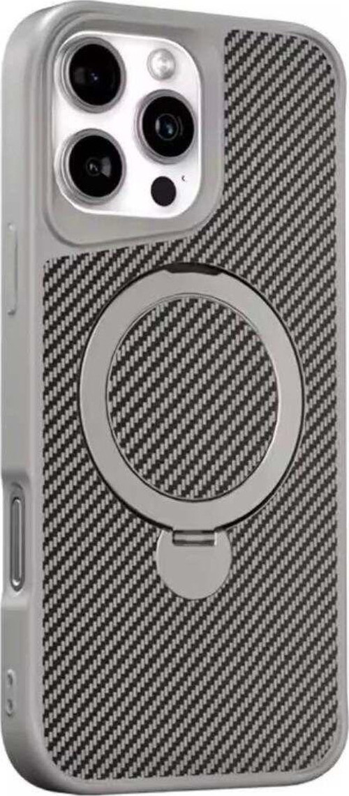 Apple İphone 16 Uyumlu Standlı Karbon Fiber Kılıf