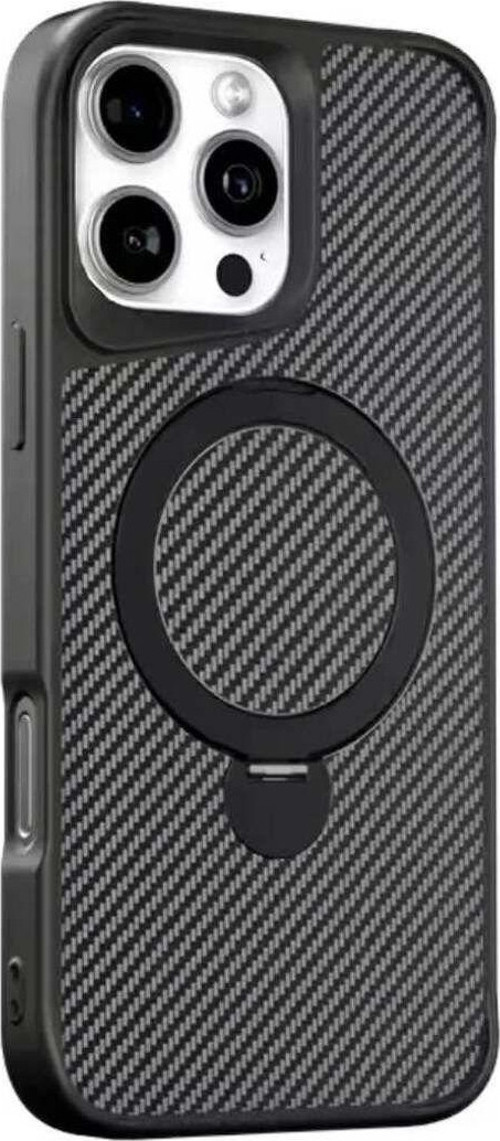 Apple İphone 16 Uyumlu Standlı Karbon Fiber Kılıf