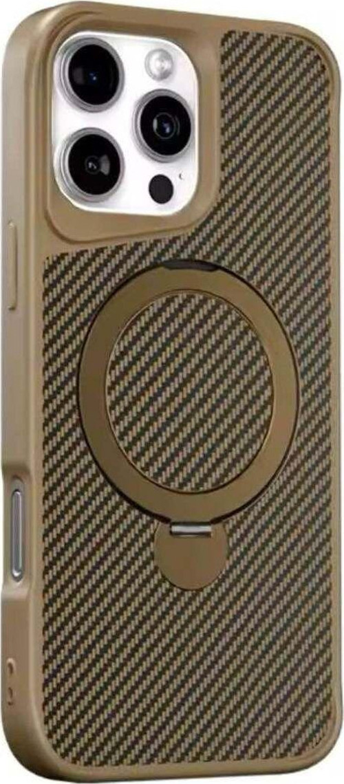 Apple İphone 16 Uyumlu Standlı Karbon Fiber Kılıf