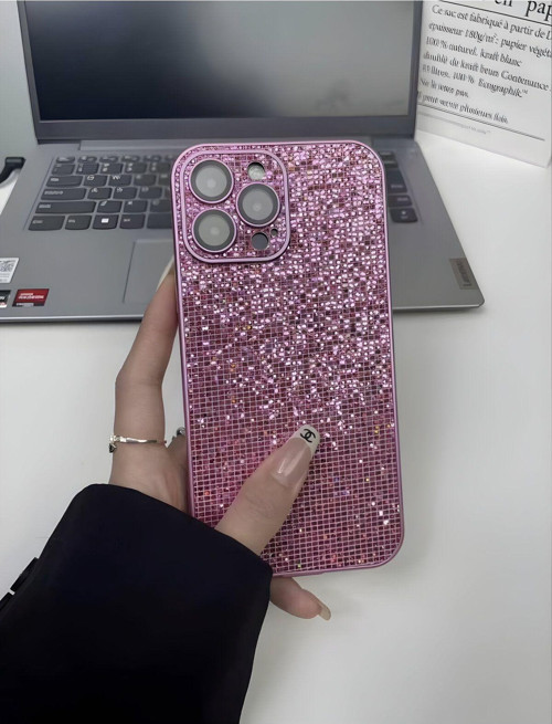Apple İphone 15 Pro Max Uyumlu Taşlı Simli Kamera Lens Korumalı Kılıf