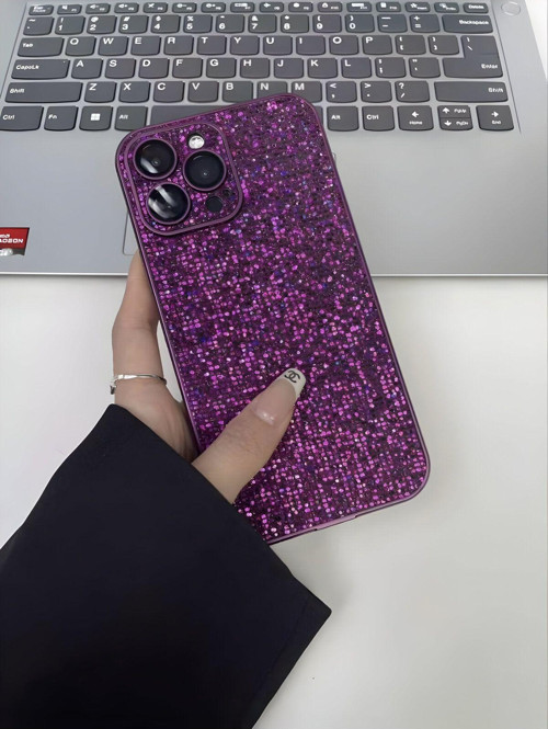 Apple İphone 15 Pro Max Uyumlu Taşlı Simli Kamera Lens Korumalı Kılıf