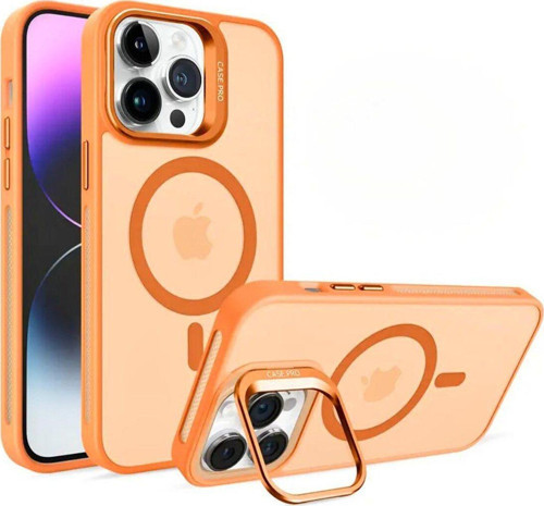 Apple İphone 15 Pro Uyumlu Magsafe Stantlı Premium Kılıf Lens Hediye