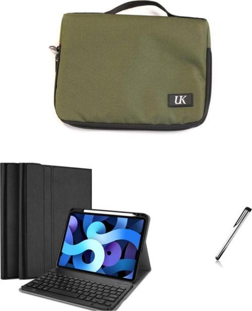 İpad Air 4 Uyumlu 10.9 Inc Haki Tablet Çantası Kablosuz Klavyeli Standlı Kılıf Set